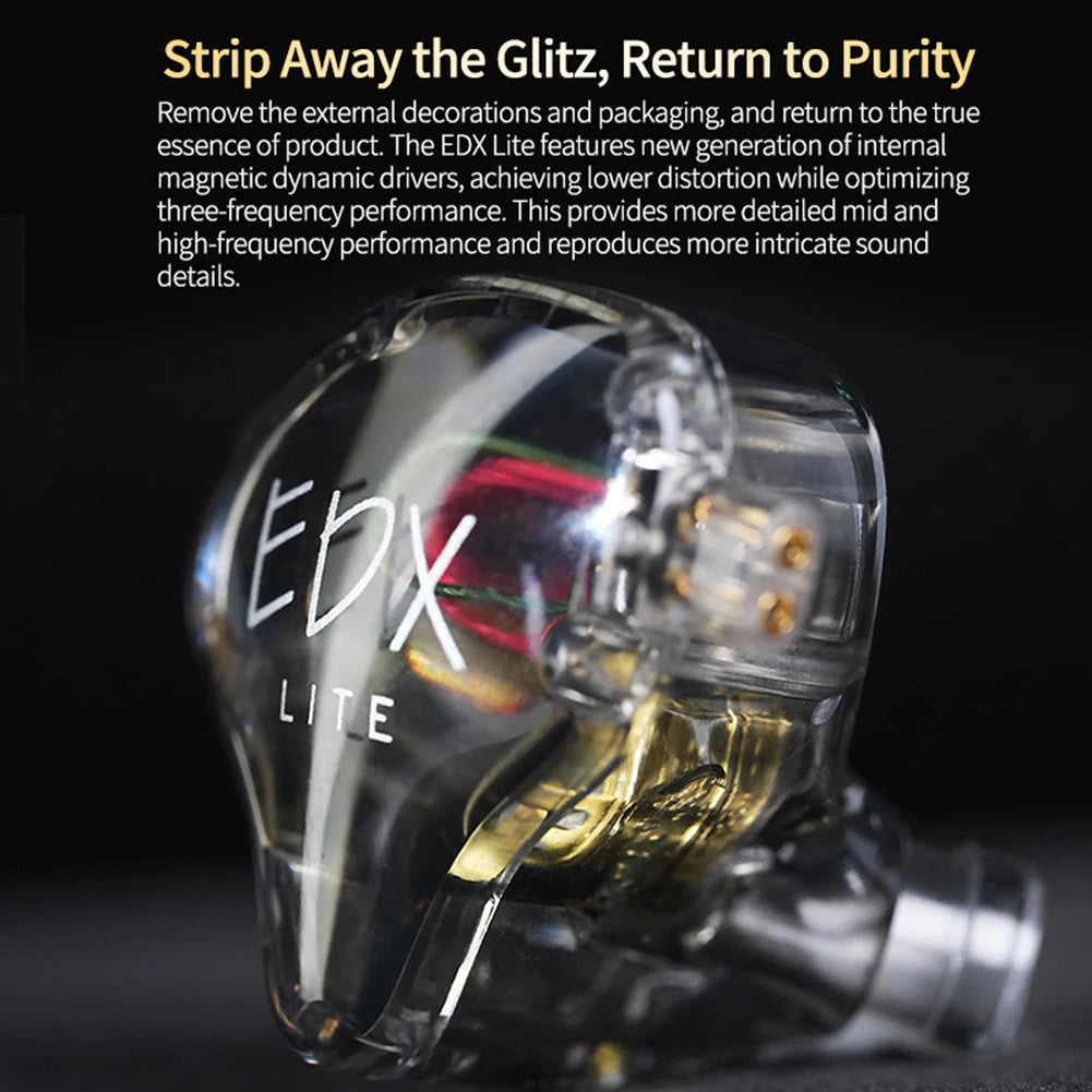 KZ EDX Lite IEM Monitor Headphones Dynamic HIFI Bass Music Earbuds In Ear Wired Earphones Noise Cancelling Sport Gaming Headsets Shopifynow