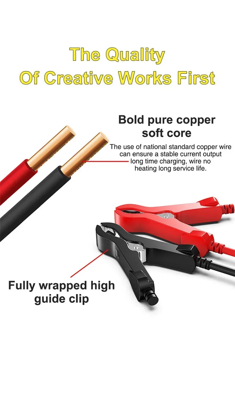 12V15A Car Smart Pulse Repair Charger suitable for cars, motorcycles, boats, AGM, GEL, WET lead-acid batteries Shopifynow