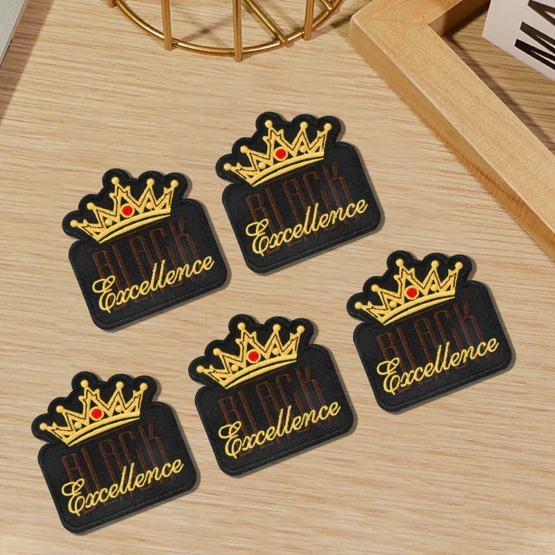 5Pcs Embroidered Black Crown Patches, Ironing Women's Embroider Badges Appliques, Used for Girls' Hat Decoration DIY Decorations for Clothes, Jackets, Pants Shopifynow