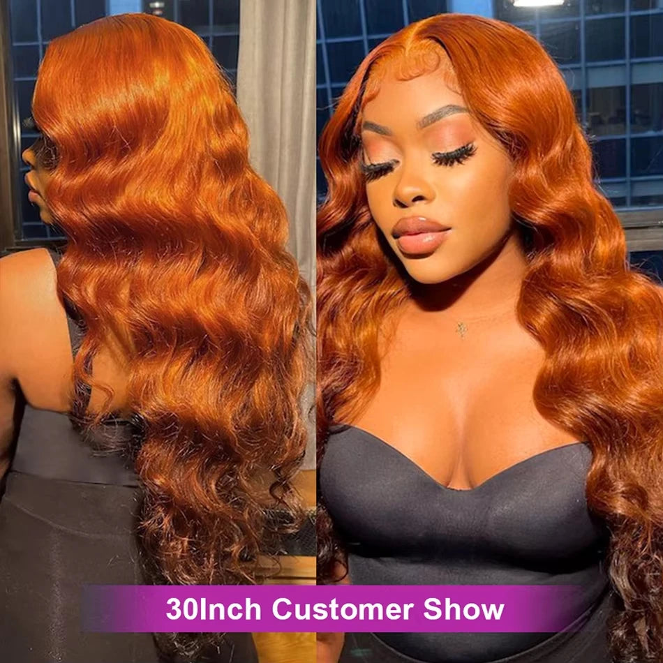 Ginger Orange 13x6 HD Lace Front Wigs Human Hair Wig Body Wave 13x4 Lace Frontal Wigs Colored Transparent Lace Wig For Women Shopifynow