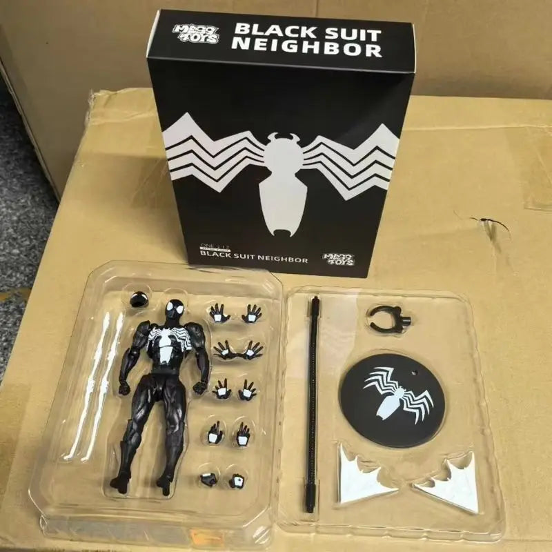 2025 High Quality Black Suit Neighbor Symbiote Spider Man Black Venom Battle Suit Joint Movable Figurine Messtoy Model Gift Shopifynow