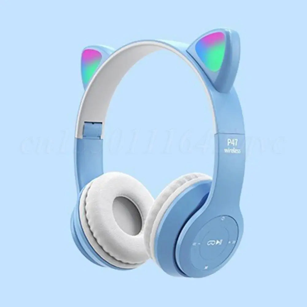 Wireless Headphones Cat Ear Gaming Headset Glow Light Bluetooth-Compatible Helmets Cute Over-Ear Headsets for Kids and Adult Shopifynow
