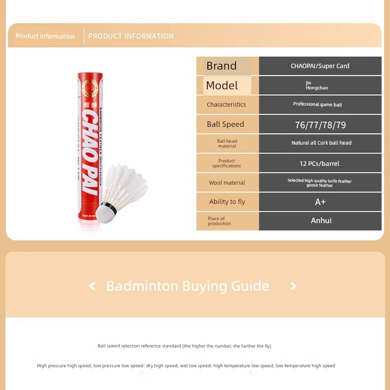 Chaopai Gold Red Durable Professional Training Competition Badminton Shopifynow