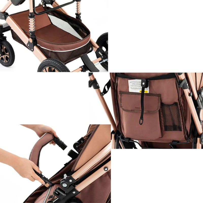 3 in 1 Baby Stroller,Baby Travel System,Baby Carriage 3in1 with Isofix Base,Foldable Newborn Pram,Reversible Standard Stroller Shopifynow