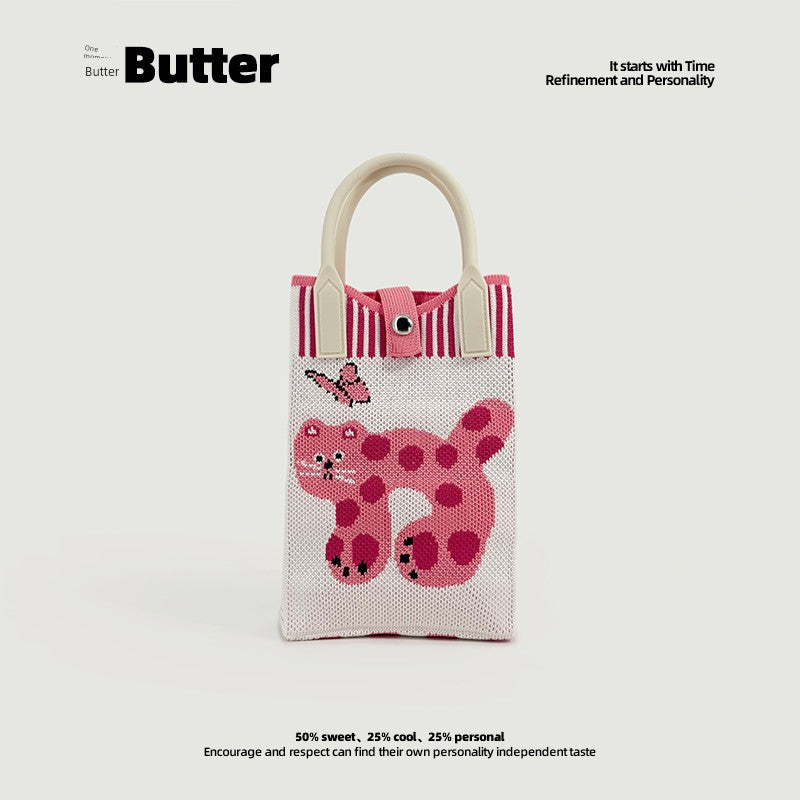 Butter Korean Style New Arrival Florals Cute Knitted Bag Versatile Handheld Mini Shoulder Adjustable Messenger Bag Coin Purse Shopifynow