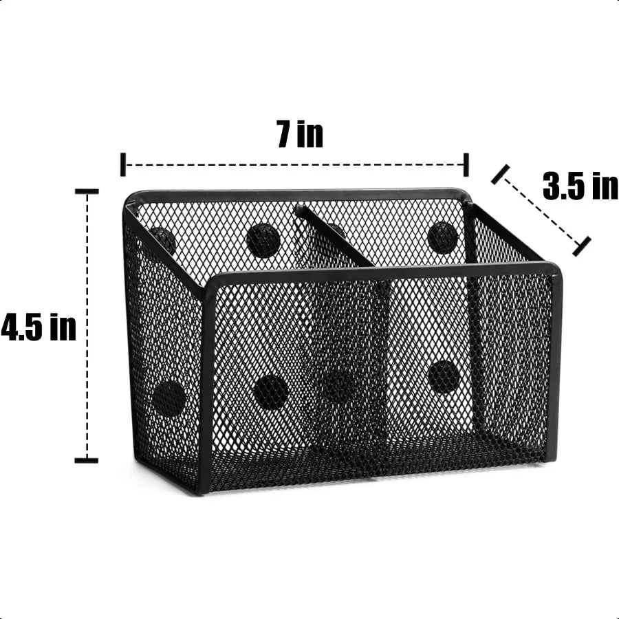Magnetic Pencil Holder Extra Strong Magnets Mesh Marker Holder Perfect for Whiteboard Refrigerator and Locker Accessories 2 Bas