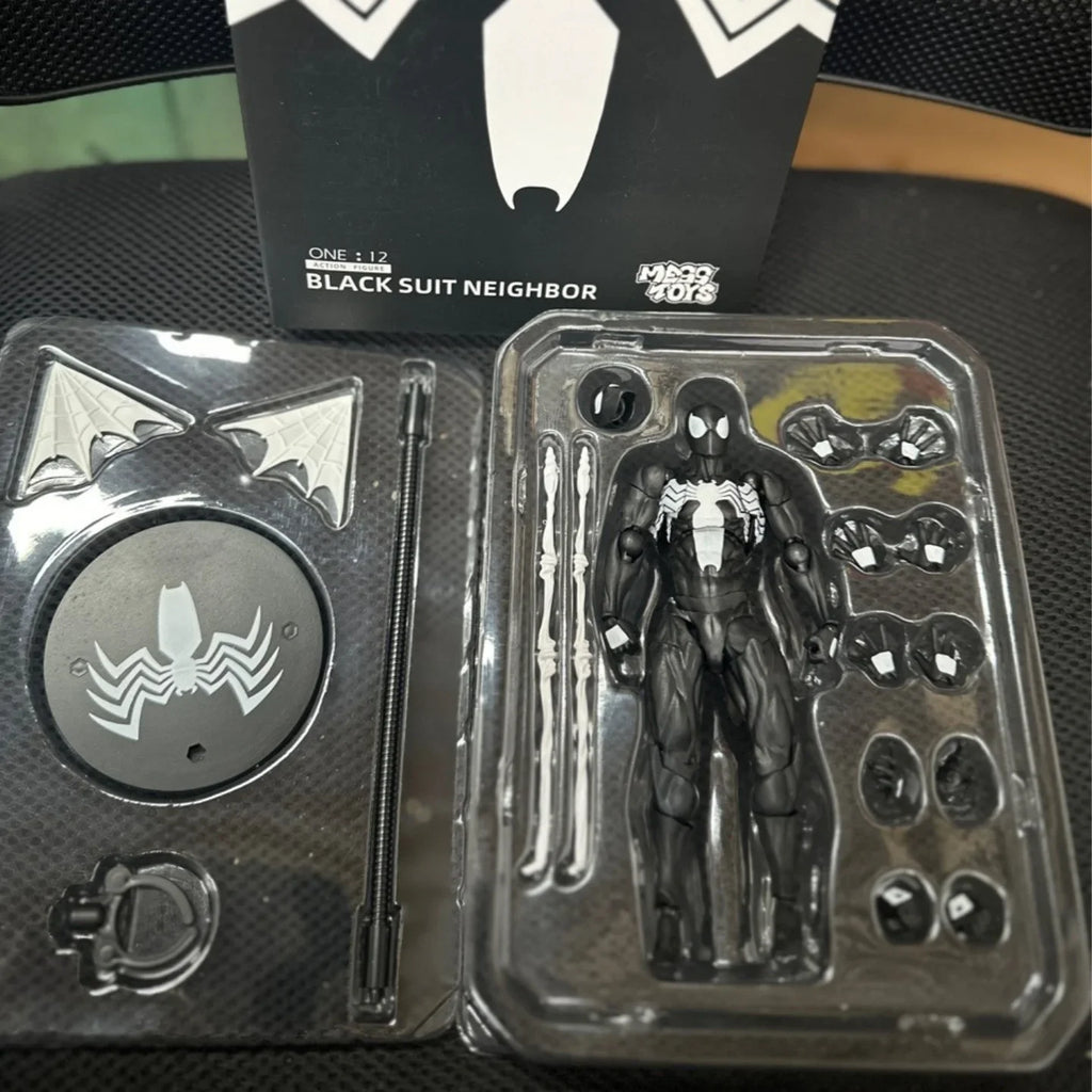 2025 High Quality Black Suit Neighbor Symbiote Spider Man Black Venom Battle Suit Joint Movable Figurine Messtoy Model Gift Shopifynow
