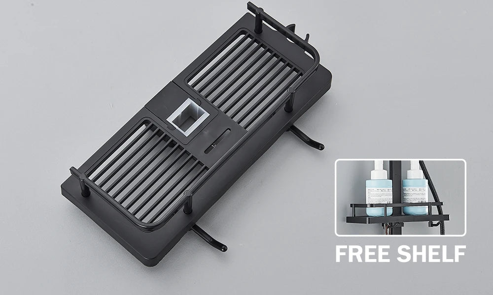 Black Digital Display Thermostatic Shower Faucet Bathroom Thermostatic 4 ways Rainfall Shower Mixer Tap,Shelf and Bidet Faucets - Shopifynow