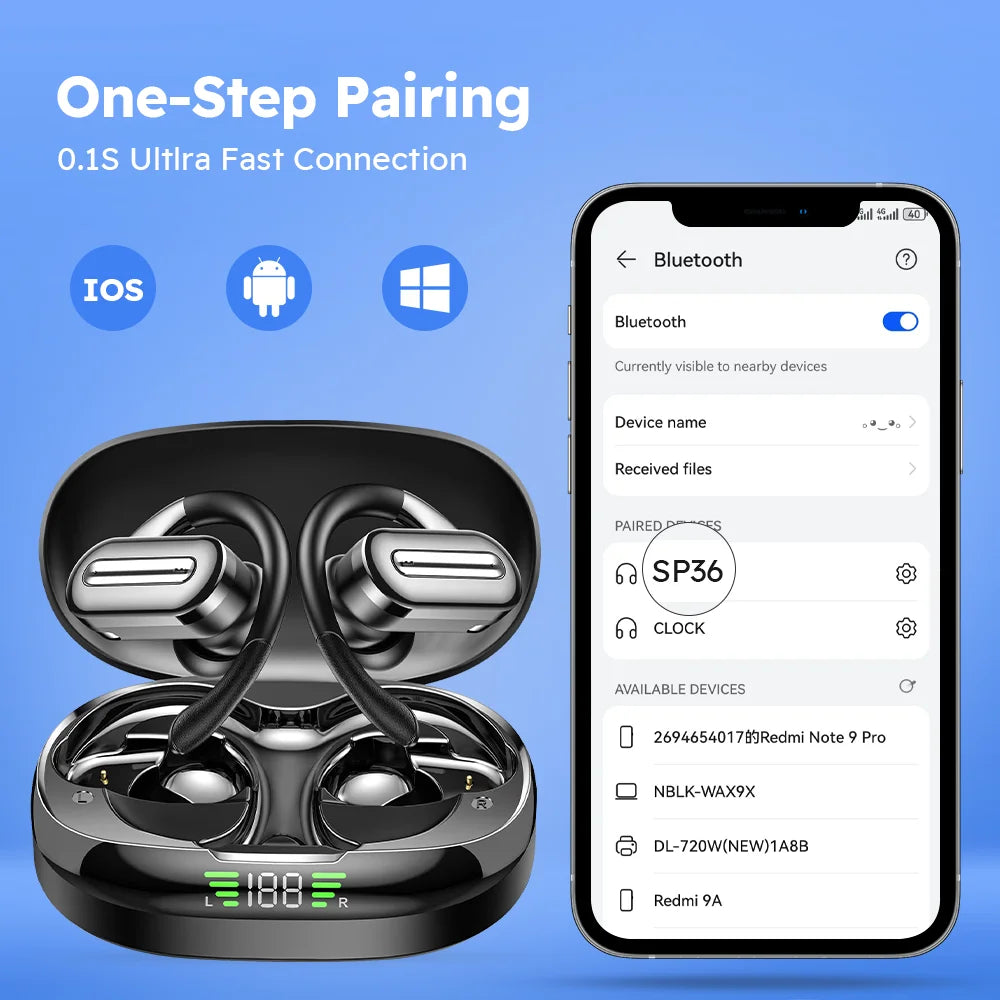 Bluetooth Earphone 20 Hours Play Time Swimming Waterproof Earbuds Dual Wear Style Sport Wireless Headset TWS Ipx7 Earbuds Stereo Shopifynow