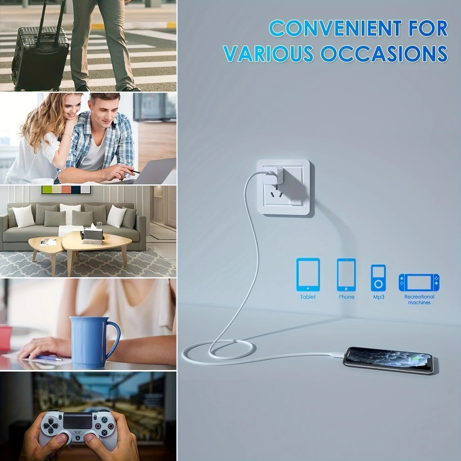 5W USB Charger, Quick Charger Plug Wall Charger, Durable USB-C Power Adapter Case For IPhone16 15/14/13 Mini/12/11, Headphones Shopifynow