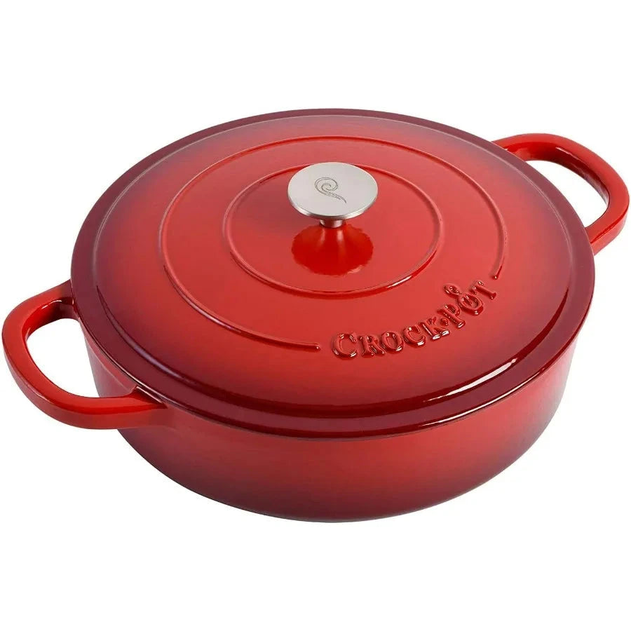 Crock Pot Artisan Enameled Cast Iron Braiser W Lid 5 Quart Scarlet Red Shopifynow