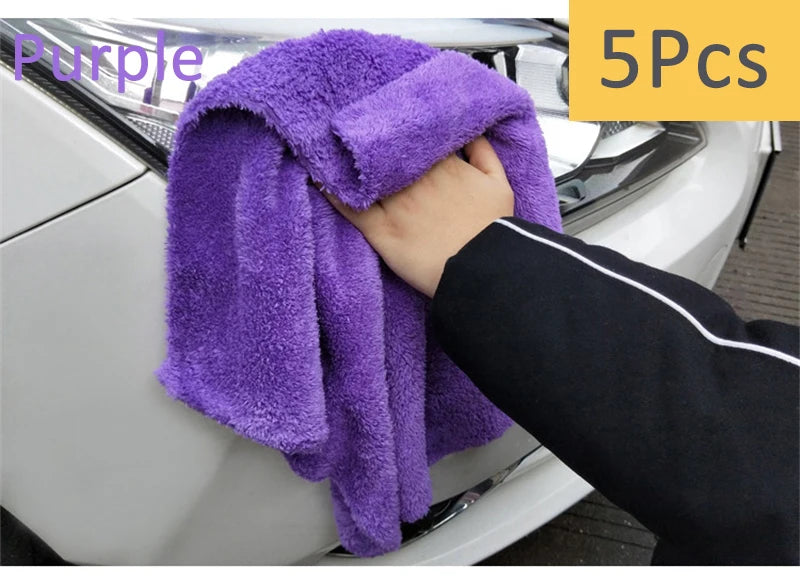 3/5/10pcs Car Wash Microfiber Towel Cleaning Drying Car Polishing Cloth Soft Edgeless Car Detailing Waxing Towel 40X40CM 350GSM Shopifynow