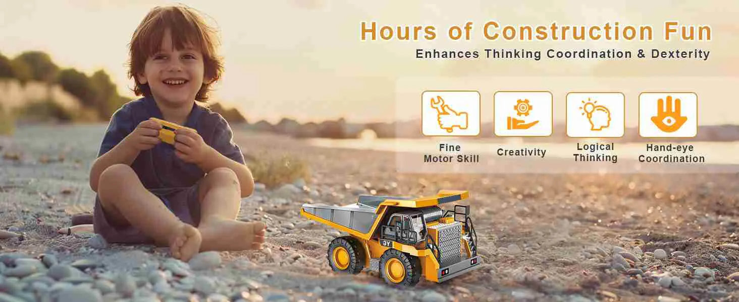9 Channel Dump Truck Toy Yellow Double Battery Remote Control Dump Truck with Light Sound for Present Shopifynow