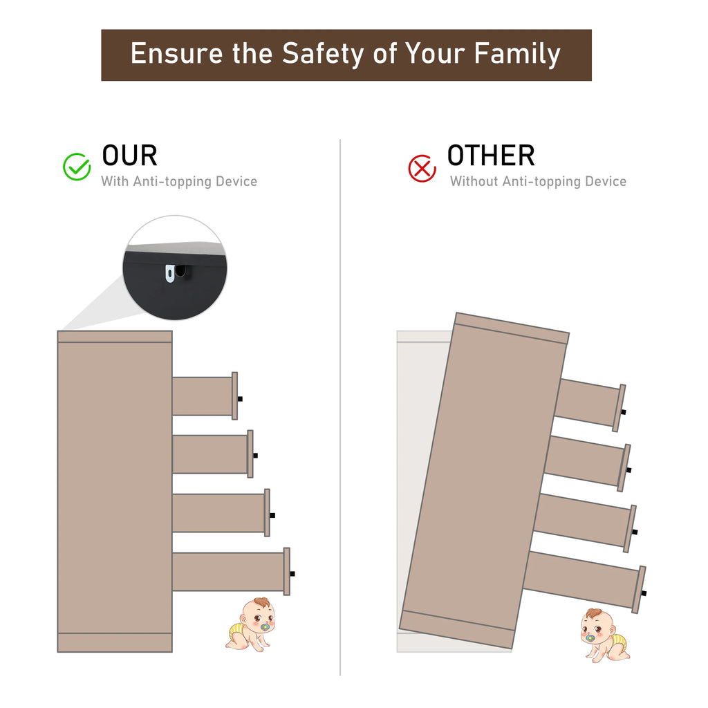 7 Drawer Dresser for Bedroom, 55 Inch Modern Dresser with High Gloss Drawers, Large Wood Chest of Drawer, White/Black Shopifynow