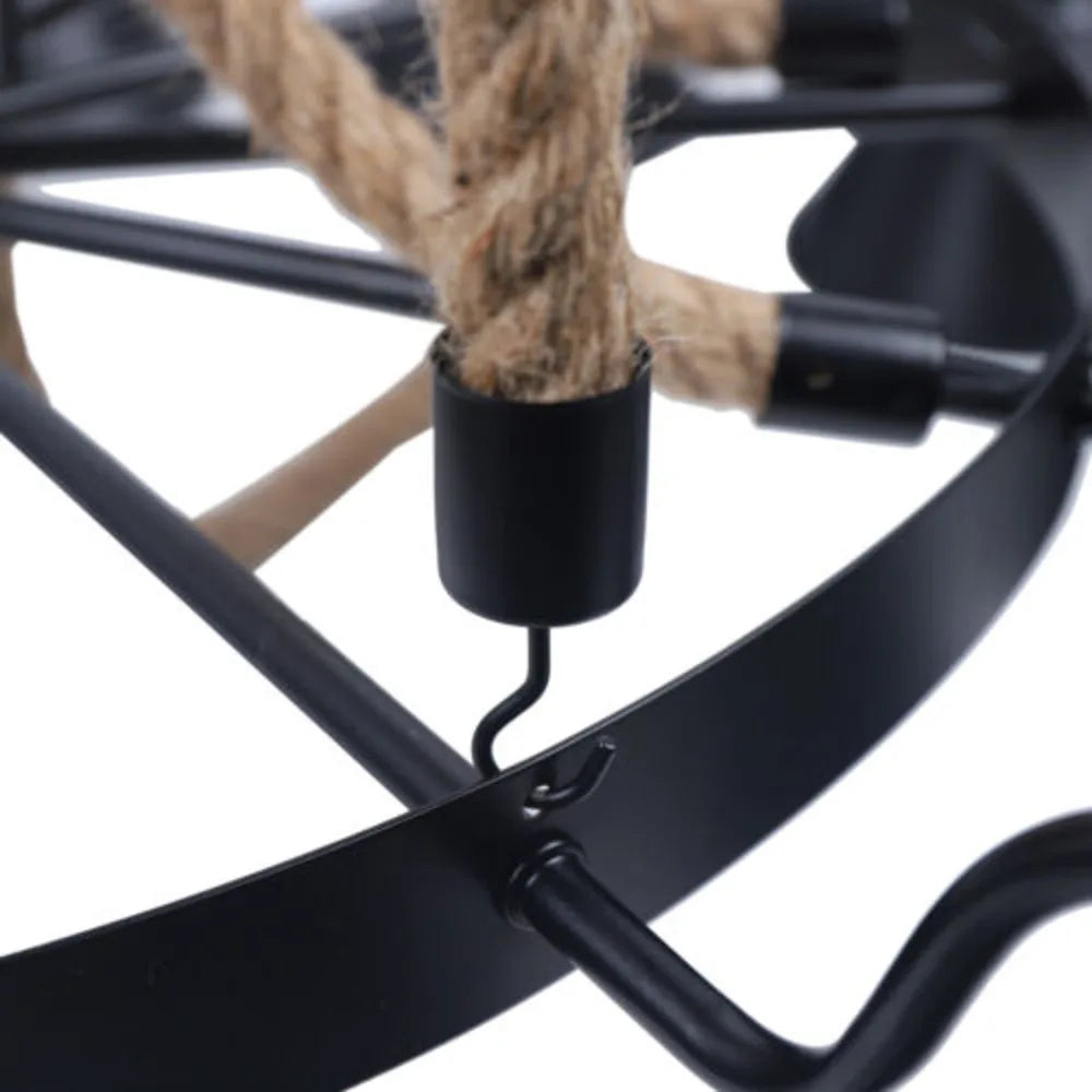 Bymaocar 12 Lights Hemp Rope Vintage Industrial Chandelier Ceiling Light Rustic Wheel Large Pendant Light Fixture Fit  Cafe Bar Shopifynow