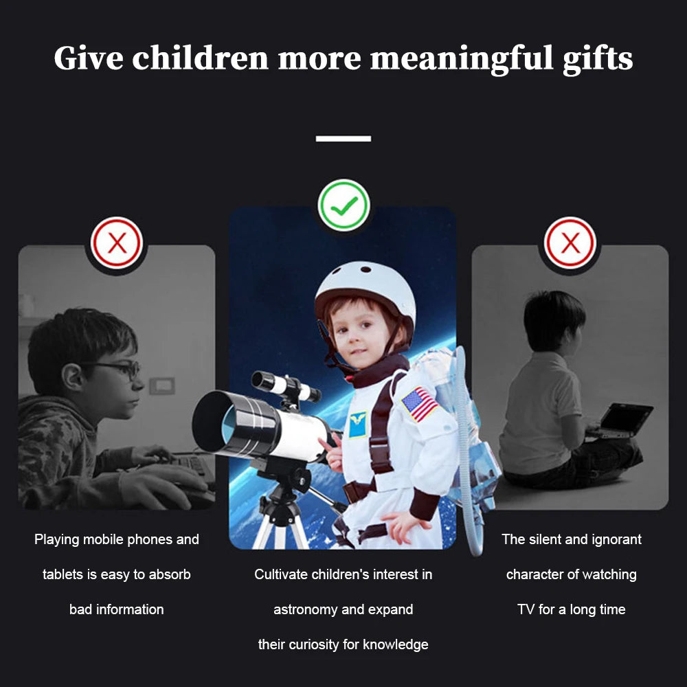 150X Astronomical Telescope , 70mm Aperture Refractor Portable Travel Telescope with Phone Adapter &Wireless Remote Shopifynow