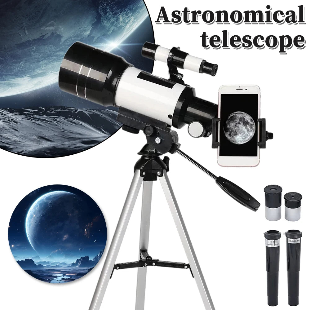 150X Astronomical Telescope , 70mm Aperture Refractor Portable Travel Telescope with Phone Adapter &Wireless Remote Shopifynow