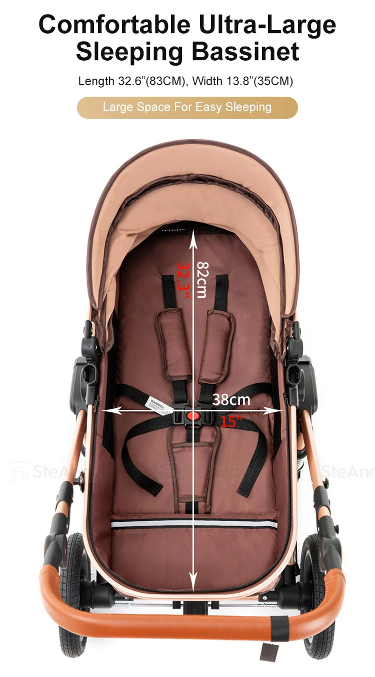 3 in 1 Baby Stroller,Baby Travel System,Baby Carriage 3in1 with Isofix Base,Foldable Newborn Pram,Reversible Standard Stroller Shopifynow