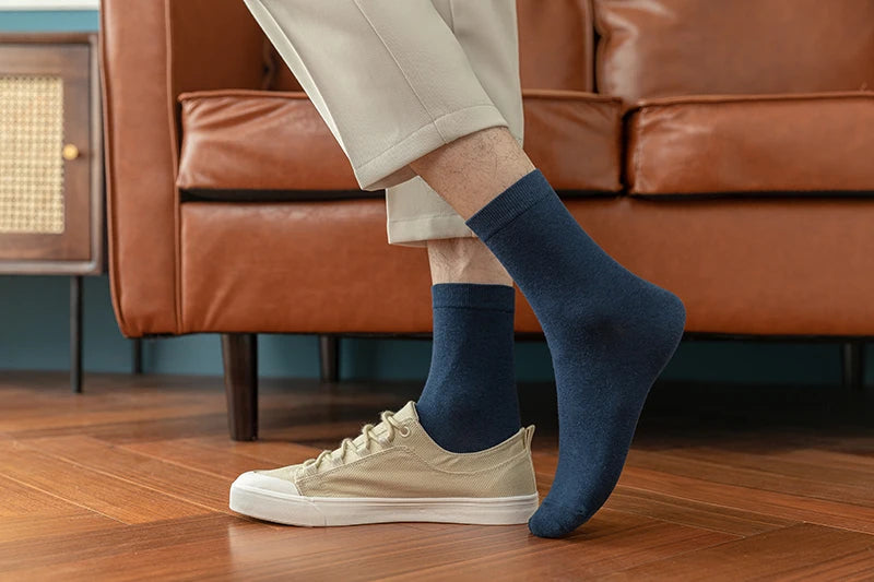 10 Pairs New Men's Cotton Socks Black Business Men Socks Soft Breathable Autumn Spring for Male White US6-10 Shopifynow