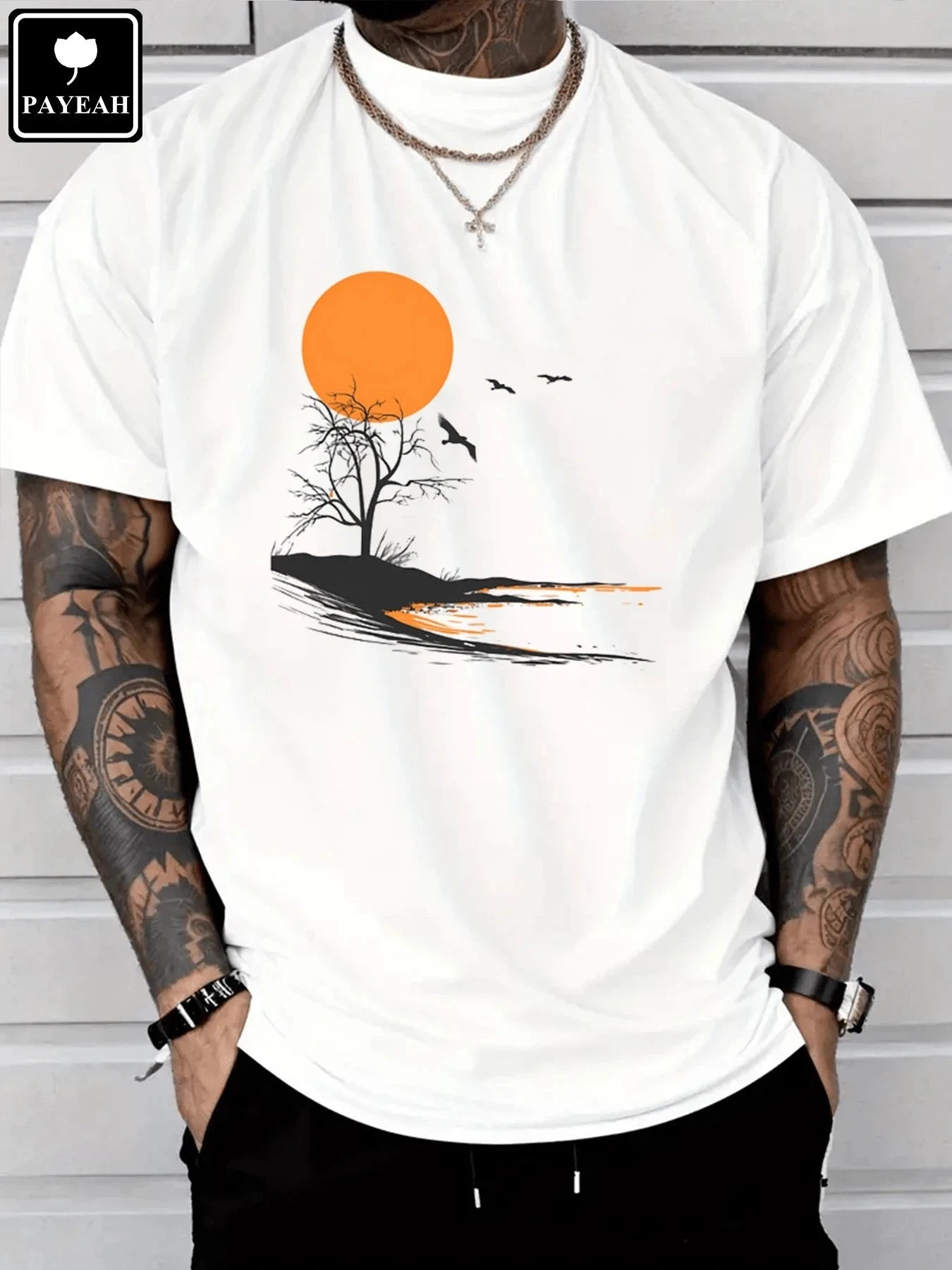 Men's Round Neck Planet Print Short Sleeve Casual Loose Fit T-Shirt t shirt men shirt Shopifynow