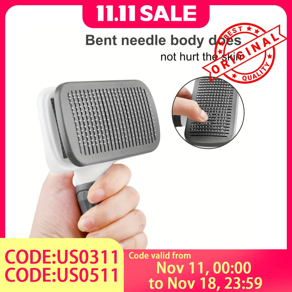 2-in-1 Pet Grooming Brush - Massaging Deshedder with Easy Cleanup Shopifynow