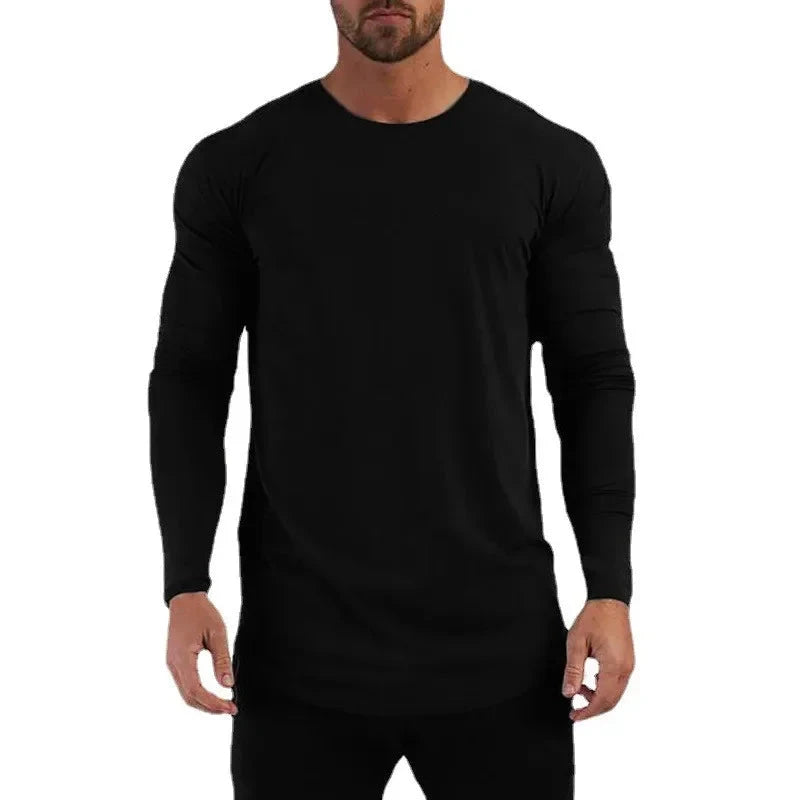 Plain Cotton Breathable Long Sleeve Clothing Gym Fitness Bodybuilding Sport T-shirts Mens Workout Casual Slim Fit Autumn Shirts Shopifynow
