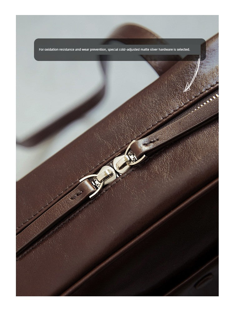 Fan Jia Leather Vegetable Tanned Full-Grain Leather Cowhide Leather Women's 2025 New Arrival Boston Shoulder Work Clothing Bowling Bag Shopifynow