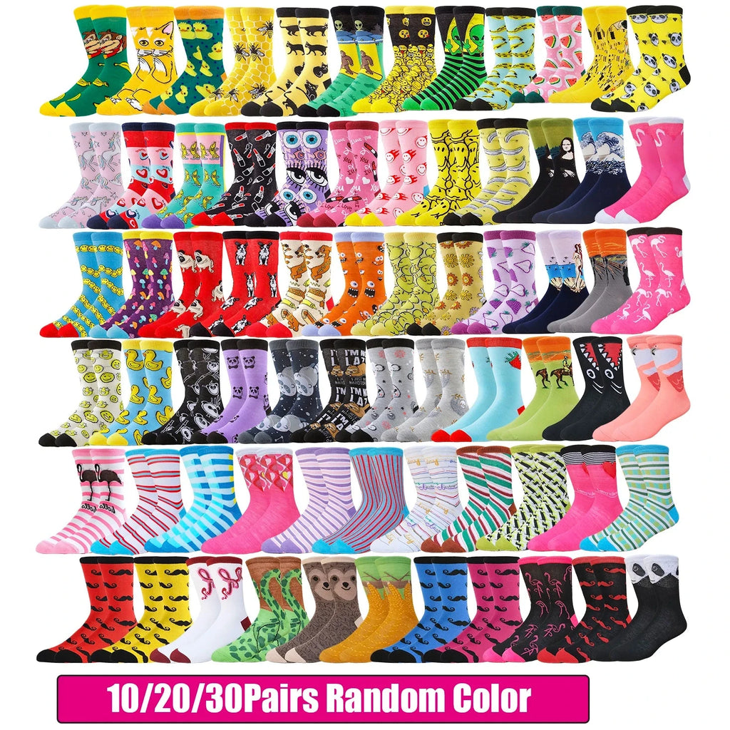 10/20/30Pairs random color happy socks men women crew socks novelty funny  street fashion animal  designer Shopifynow