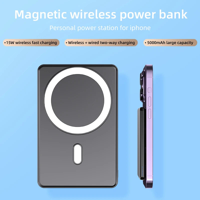 Magnetic Wireless Power Bank for Magsafe For iPhone 16 15 14 13 12 Pro Max 15W 5000mAh Portable Fast Charging External Battery Shopifynow