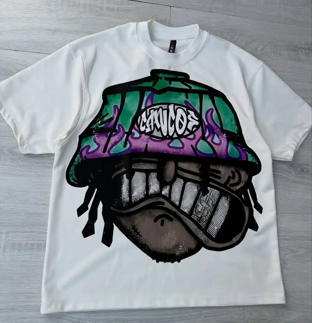 Y2k Harajuku Streetwear Men and Women Short Sleeved Fashion New Cartoon Print Design Shirt Retro Hip-hop Trend Oversized T-shirt Shopifynow