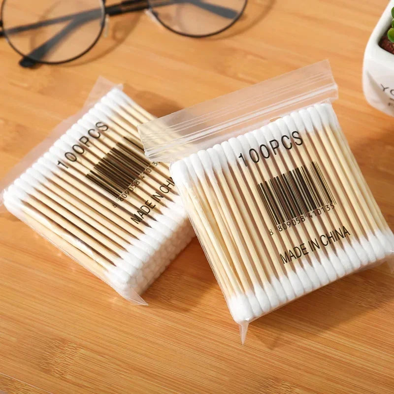 Double Cotton Buds Tip Sticks Nose Ear Cleaning Health Care Tools Head Wood Cotton Swab Women Makeup Lipstik Ватные Палочки
