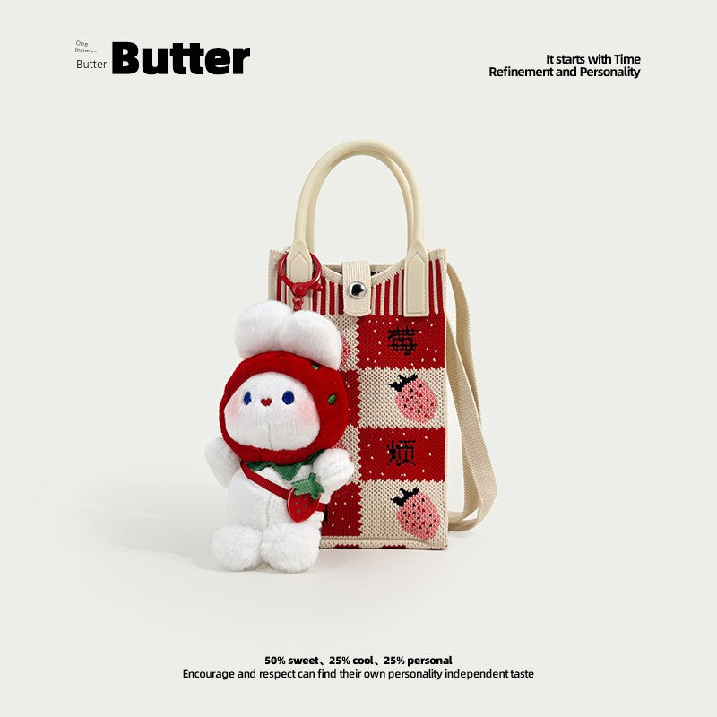 Butter Korean Style New Arrival Florals Cute Knitted Bag Versatile Handheld Mini Shoulder Adjustable Messenger Bag Coin Purse Shopifynow