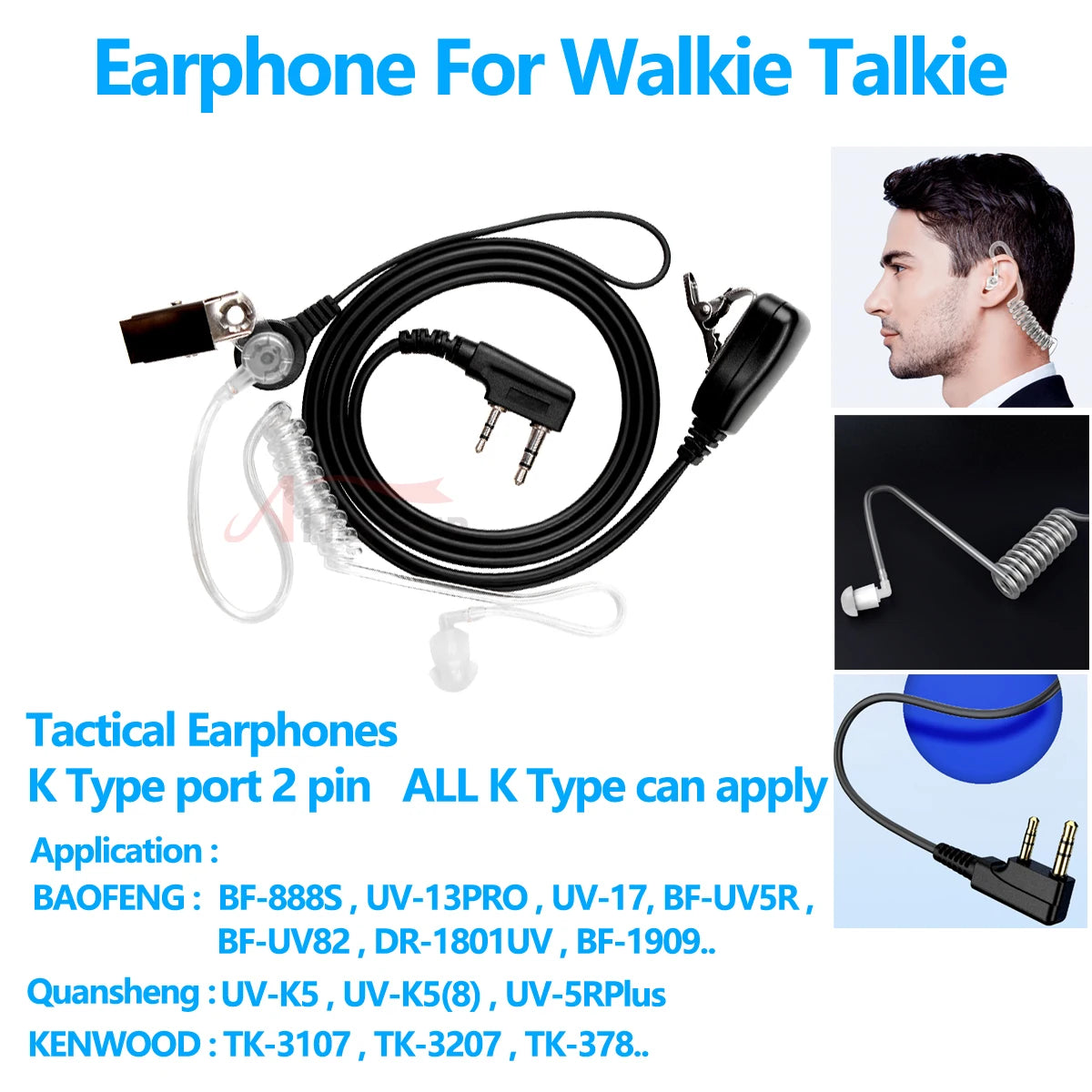 Quansheng UV-K5 Walkie Talkie Headset Headphone Earphone For Kenwood Baofeng UV-5R UV82 UV-17 Tytera TC-UV8000 Wouxun KG-UV6D - Shopifynow