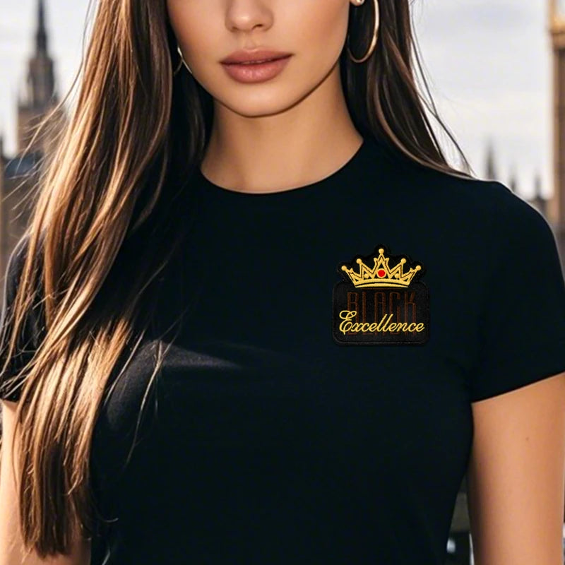 5Pcs Embroidered Black Crown Patches, Ironing Women's Embroider Badges Appliques, Used for Girls' Hat Decoration DIY Decorations for Clothes, Jackets, Pants Shopifynow