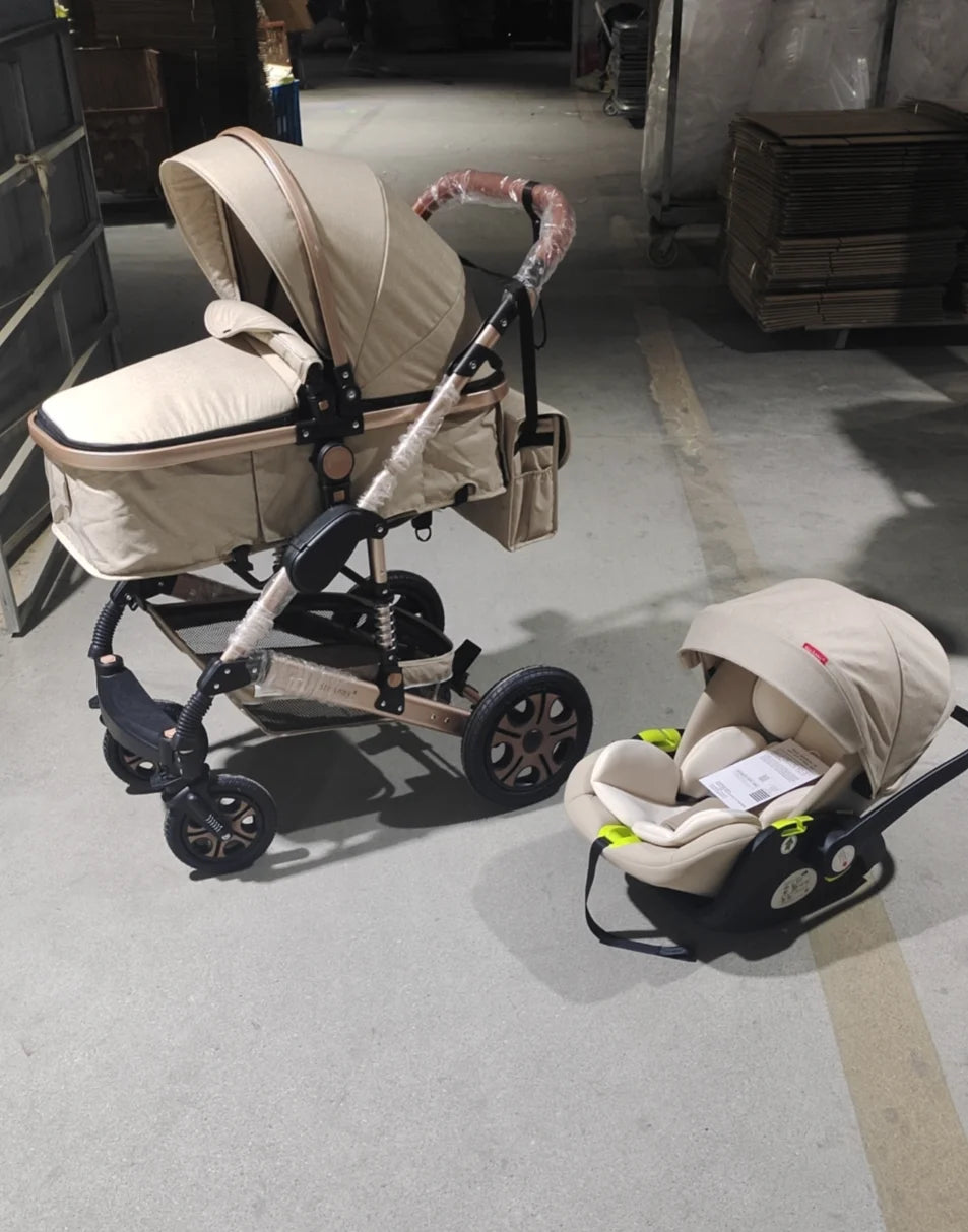 3 in 1 Baby Stroller,Baby Travel System,Baby Carriage 3in1 with Isofix Base,Foldable Newborn Pram,Reversible Standard Stroller Shopifynow