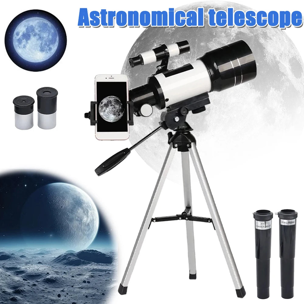 150X Astronomical Telescope , 70mm Aperture Refractor Portable Travel Telescope with Phone Adapter &Wireless Remote Shopifynow