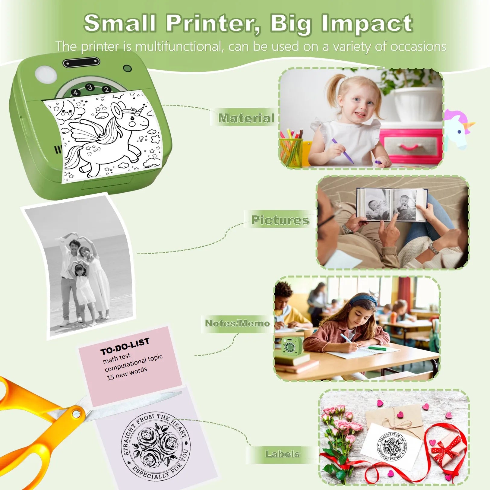 M1 Photo Pocket Printer with 2 Roll for iOS Android Bluetooth Mini Printers Sticker Thermal Printing  for Office Kitchen School - Shopifynow