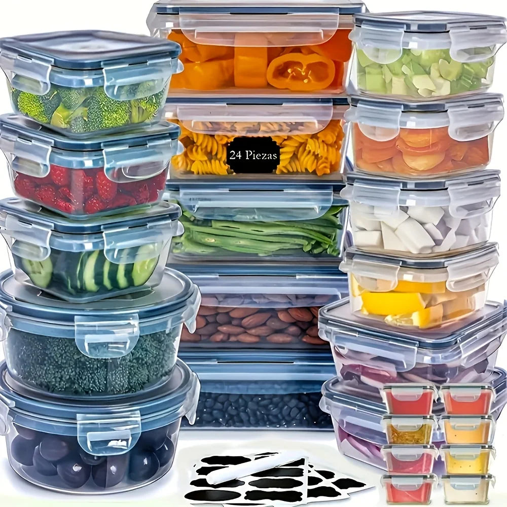 48Pcs BPA-Free Food Storage Set - 24 Airtight Containers & Lids with Labels for Pantry, Travel, Kitchen Organization Shopifynow