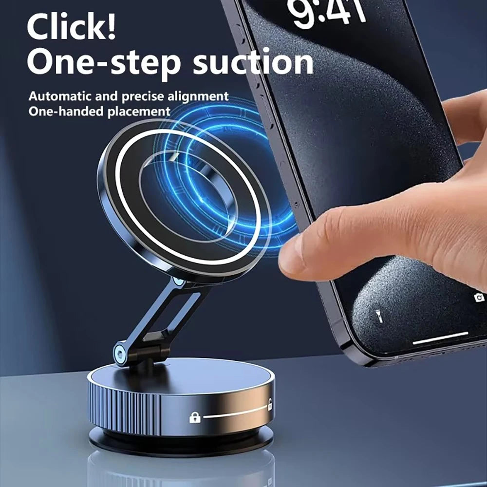 Car Mount Electric Vacuum Magnetic Holder Foldable Strong Suction Stand Cell Phone For iphone 12 13 14 15 16 17 Live Streaming Shopifynow