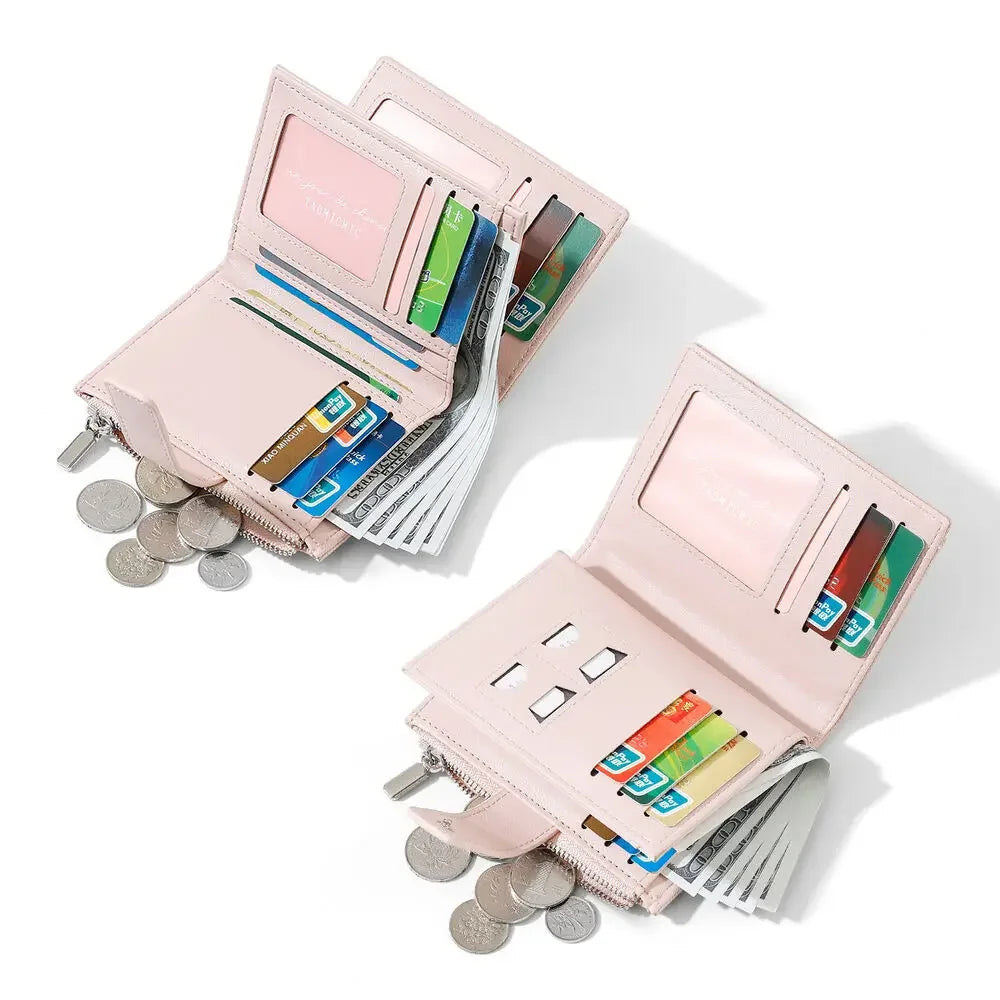 Fashion Women's Wallet PU Leather Bifold Multi-Cards Slots Anti-theft Credit Cards Holder Short Purse Coin Pocket Handbag Gift Shopifynow