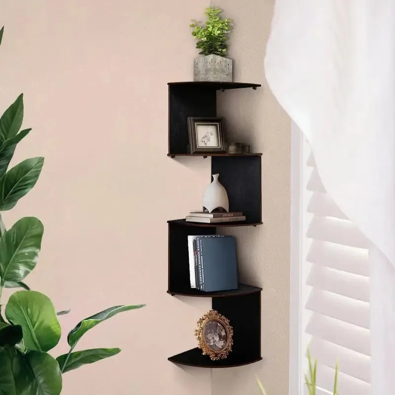 5-Tier Corner Shelf - Space Saving Wall Mount Organizer for Bathroom, Kitchen, Office & More, White Shopifynow