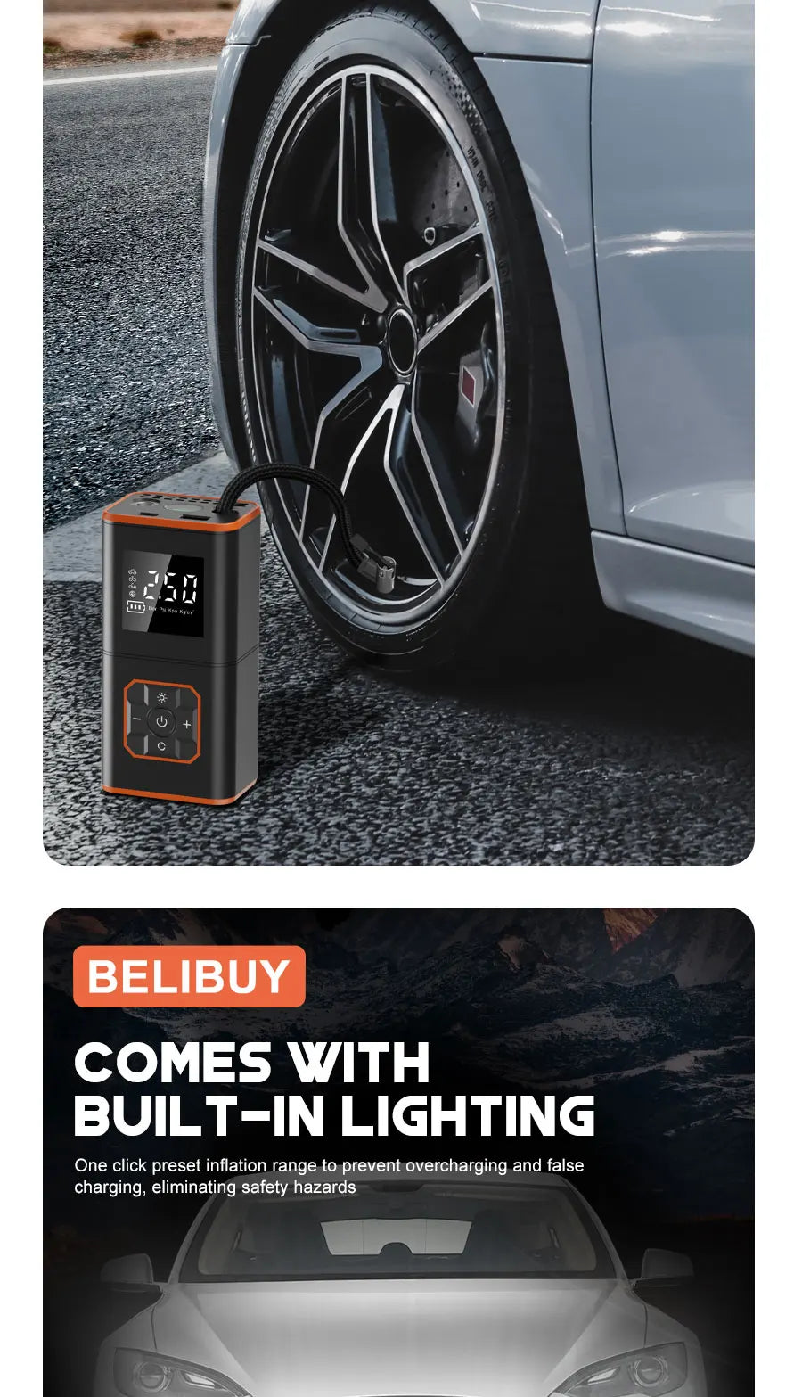 ABS Car Tyre Inflator Portable Air Compressor Car Inflatable Pumps Air Pump Suitable For Inflating Car Motorcycle Bicycle