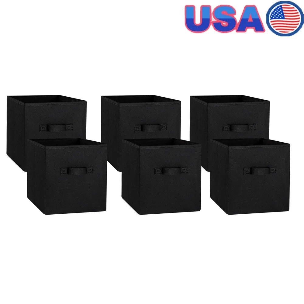 Collapsible Cube Storage Bins 6 Pack Fabric Organizer with Carry Handles Ideal Books Clothes Home Office Organization Shopifynow