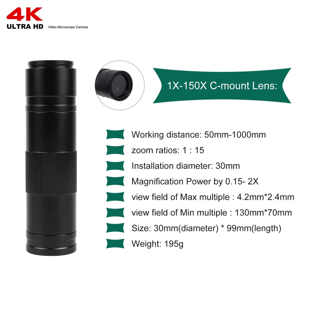 4K Microscope 48MP Digital Microscope For Electronics USB Industrial Cameras HDMI 1-150X Zoom C-Mount Lens Phone Pcb Soldering Shopifynow