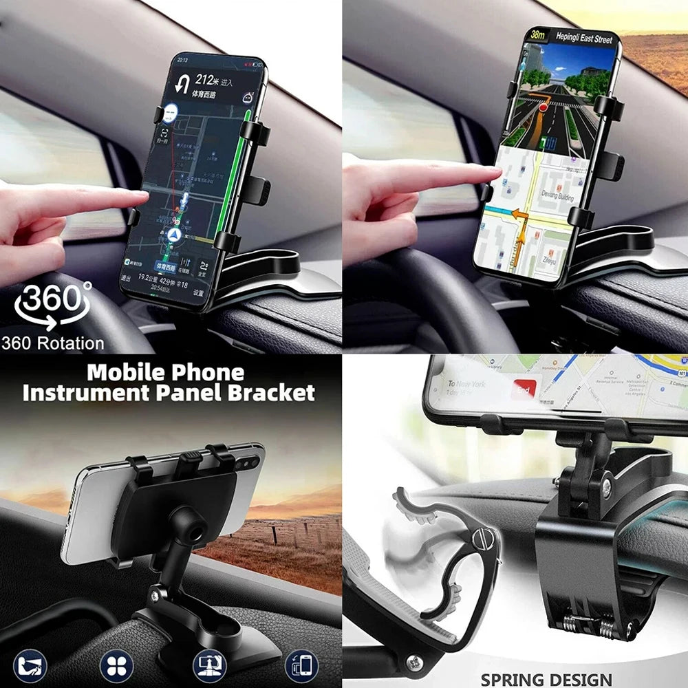 1PCS Quality Universal Car Phone Holder Portable 360° Degree Rotatable Multi-function Car Smartphone Mobile Phone Holder Clip Shopifynow
