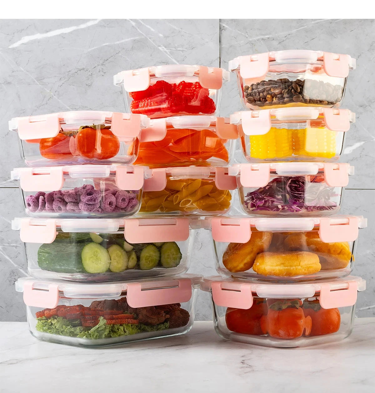 16-Piece Glass Food Storage Containers Set, Leakproof Airtight BPA-Free, Microwave & Oven Safe, Stackable Kitchen Organizers wit Shopifynow