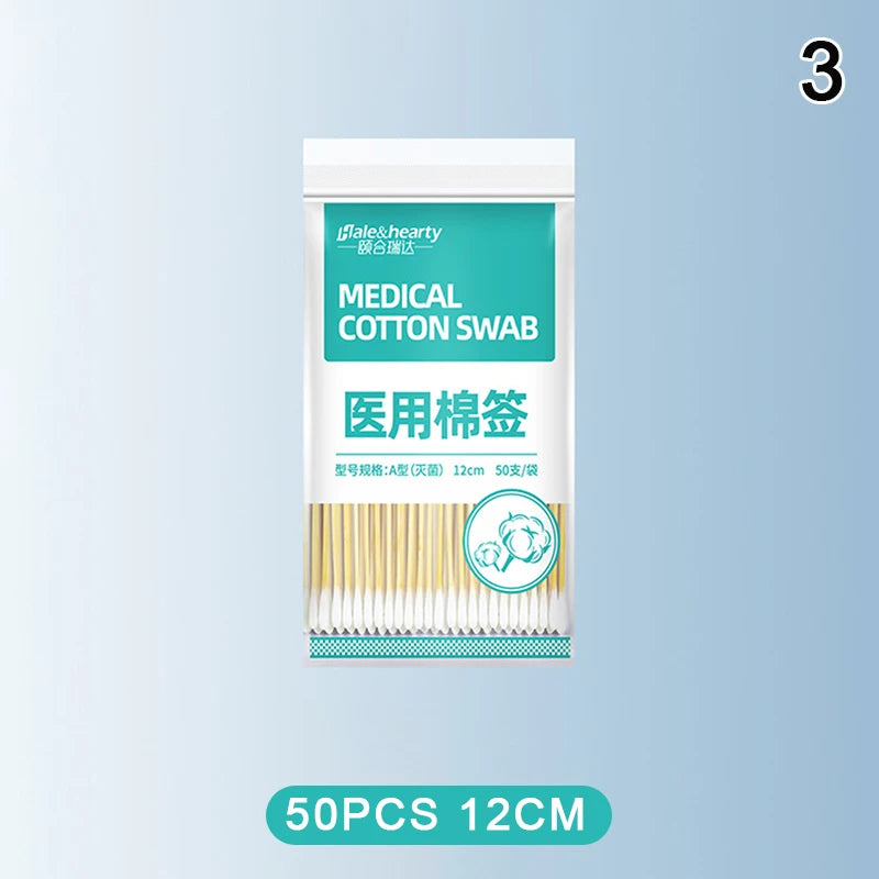 Disposable Sterile Medical Supplies Cotton Swabs Single Head Wound Sterilization Cleaning Wooden Long Cotton Swabs Stick