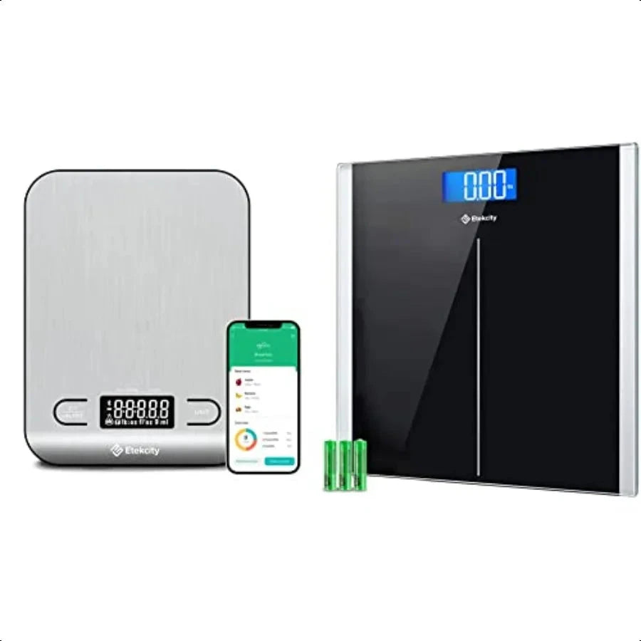 Etekcity Food Nutrition Kitchen Scale Digital Grams and Ounces for Weight Loss Digital Body Weight Bathroom Scale with StepOn T Shopifynow