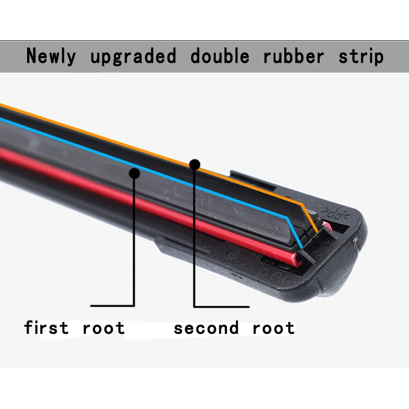 Car Windshield Wiper blades Universal Soft Double layer Rubber Frameless Bracketless car wipers 14" 16" 19" 20" 21" 22" 24"26"