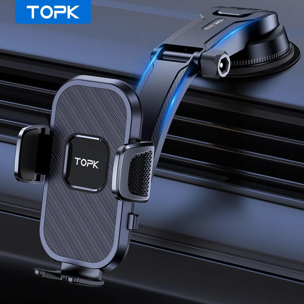 TOPK Universal Car Phone Holder Dashboard Mount for iPhone Android 360° Rotatable Anti-Slip Easy Install Compact Design Durable Shopifynow